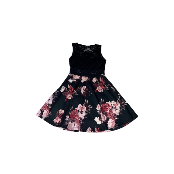 Ardene Black Lace and Pink Flower Dress (Large) - Picture 1 of 2